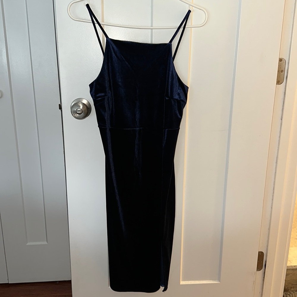 Blue velvet dress